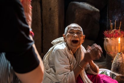 Laughing Buddhist nun